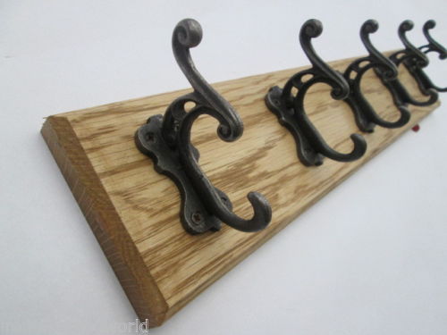 Antique Iron Scroll 2 Hook Coat Rail 27cm.