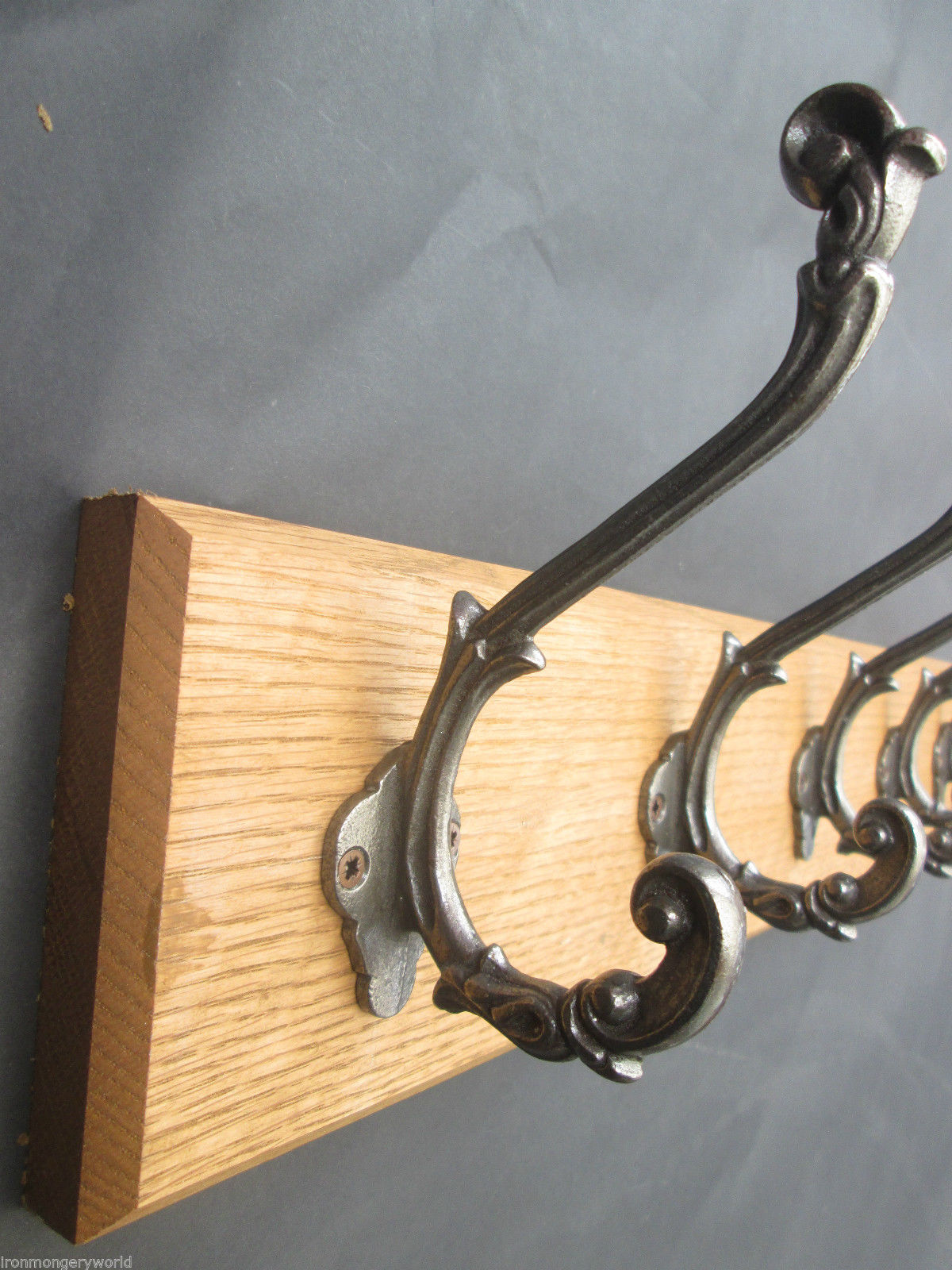 Antique Iron Sedgewick 4 Hook Coat Rail 48cm.