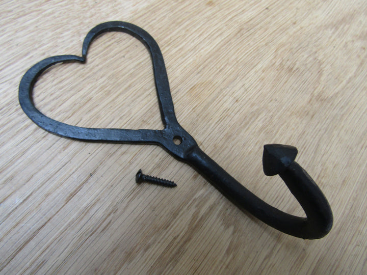 Love Heart Shaped Hand Forged Hook black wax.