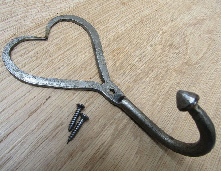 Antique Iron Handforged Shaker Heart Hook.