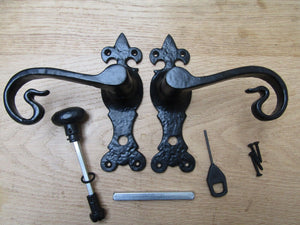 Pair Of Lever Bathroom Shepherd's Crook Handles Black Antique.