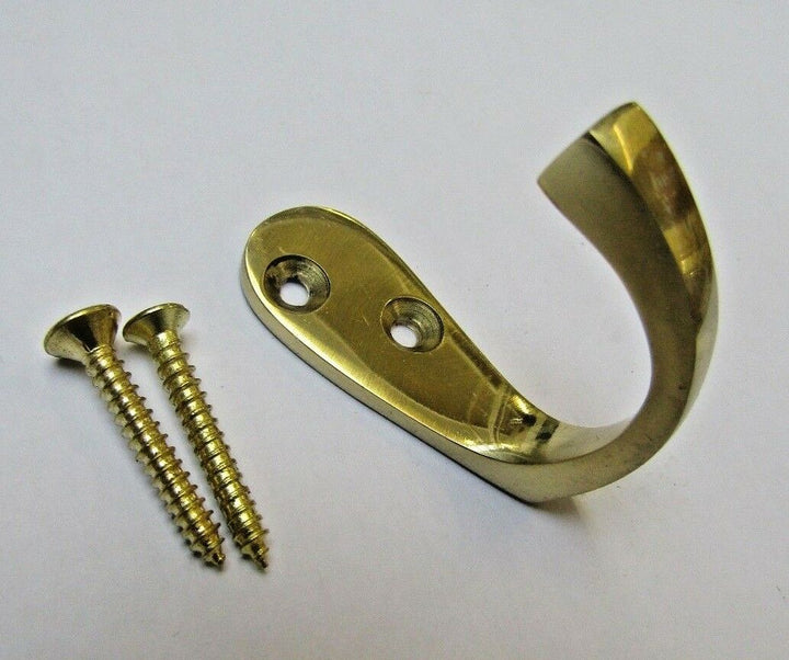 Pack of 5 Single robe hook Polished Brass.