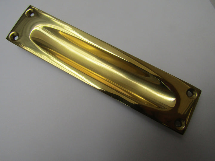 Sliding Slim Recessed Handle Large Polished Brass.