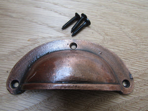 Slim Lipped Cabinet Cup Pull Handle Antique Copper.