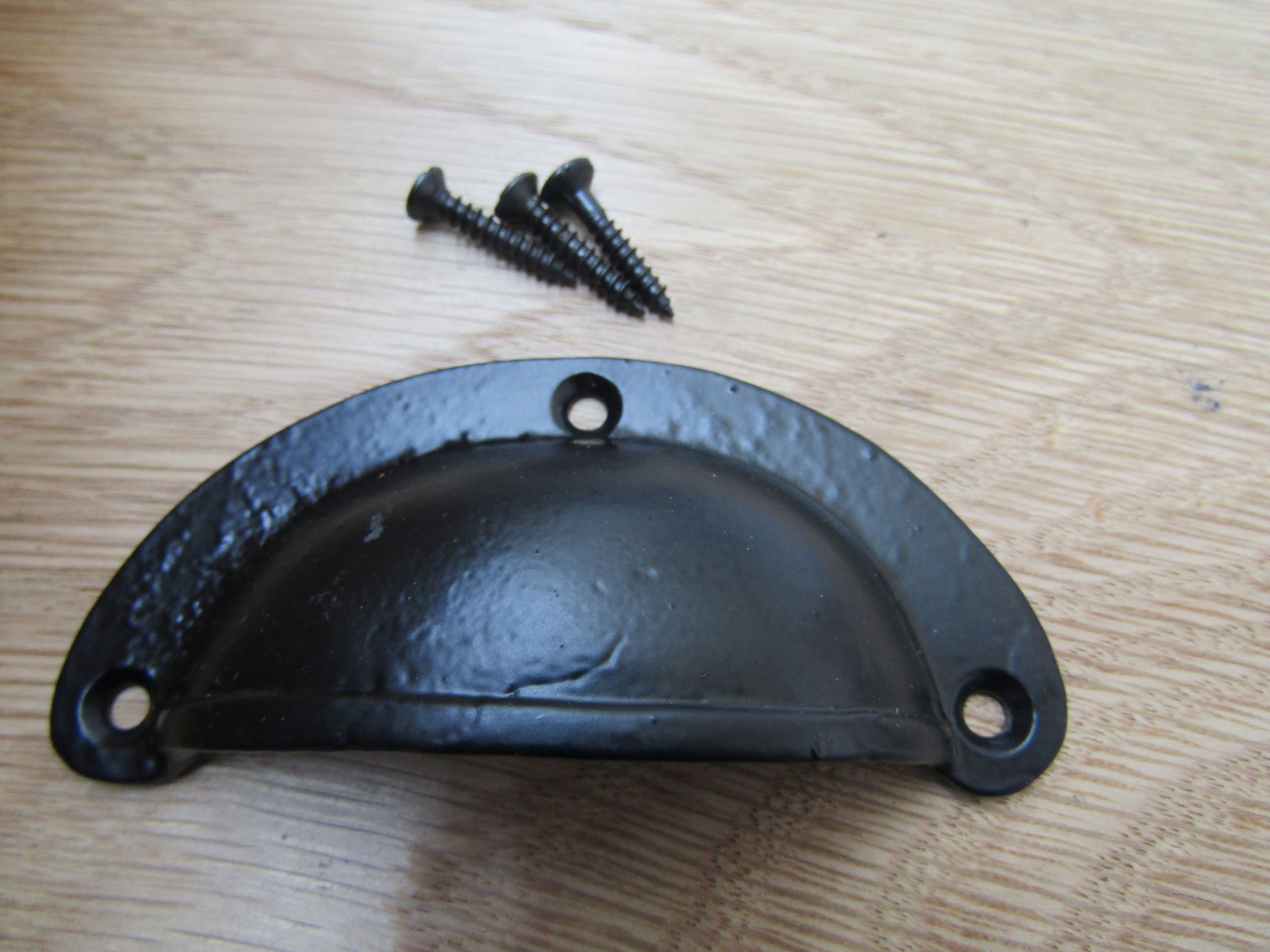 Slim Lipped Cabinet Cup Pull Handle Black Antique.