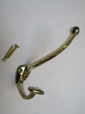 Small Bowler Coat Hook Polished Brass.