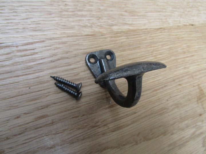 Pack of 5 Small Bowler Single Robe Hook Antique Iron.