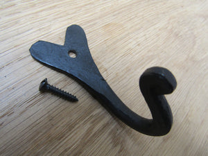 Hand Forged Small Heart Hook Black Wax.