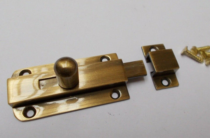 Vintage Small Knob Bolt Antique Brass.