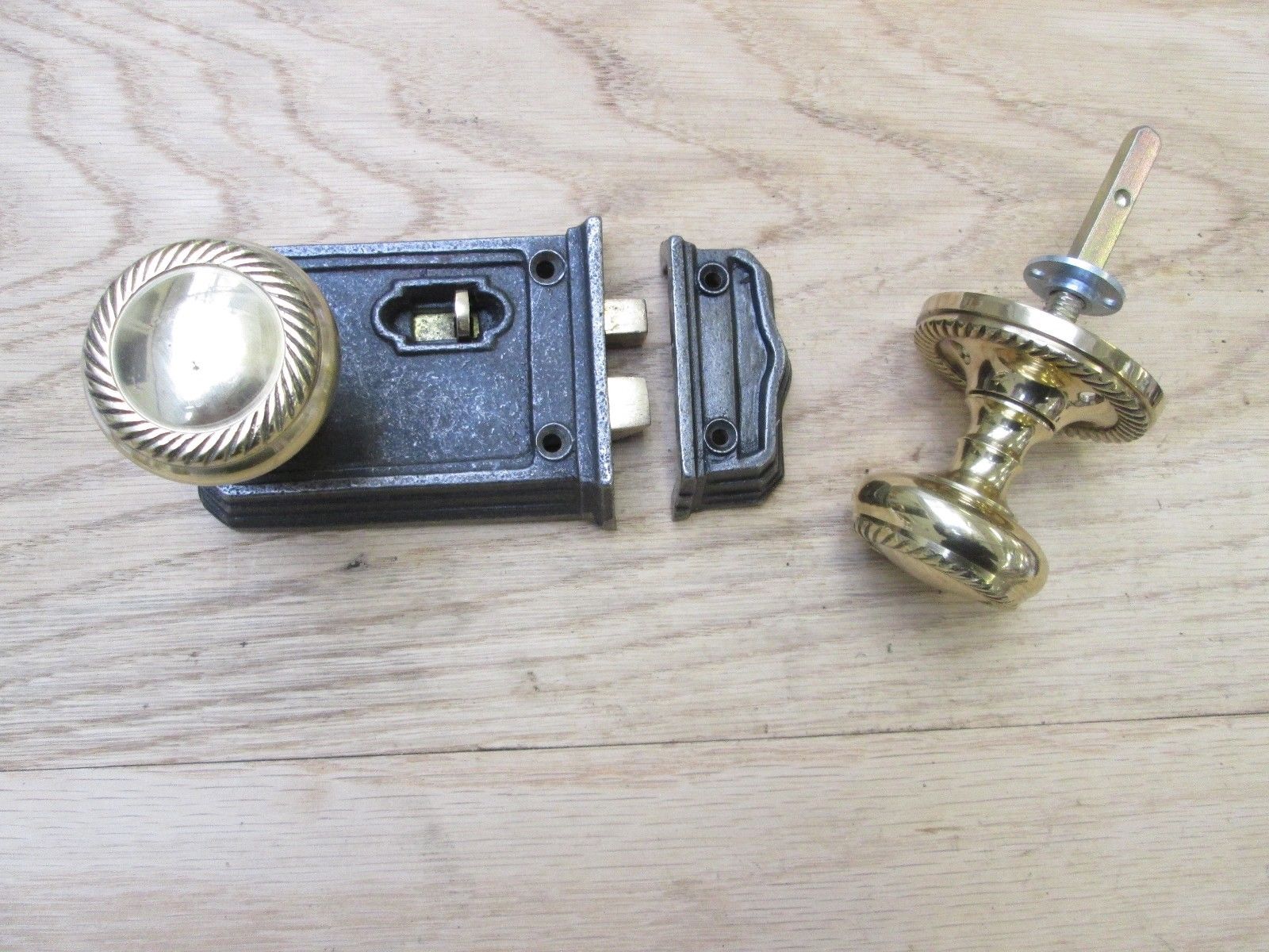 Small Rim Latch Antique Iron & Georgian Rim Brass Set.