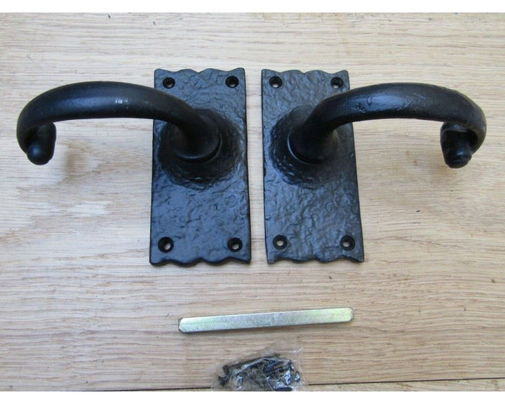 Pair Of Small Cottage Lever Latch Handles Black Antique