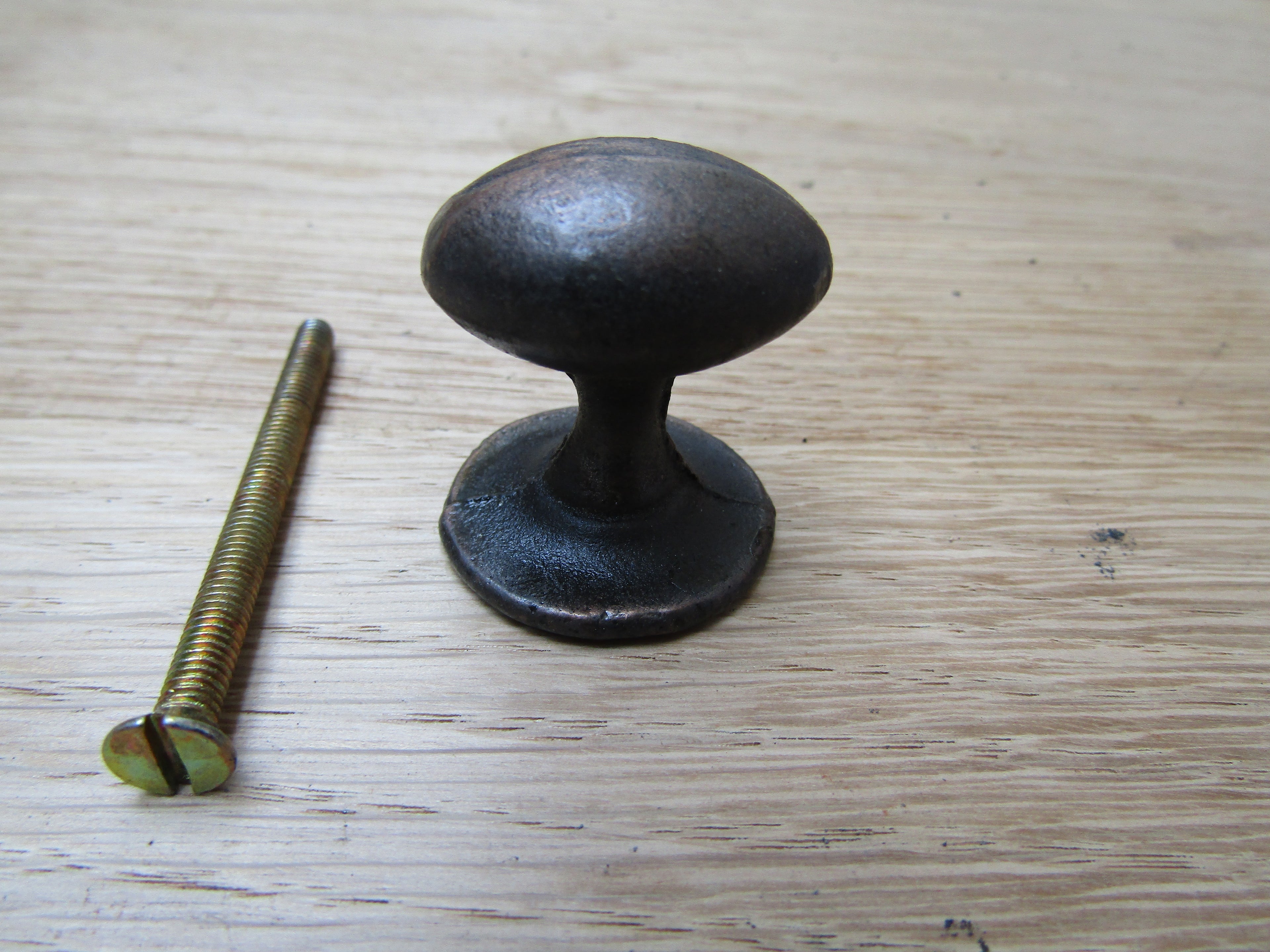 Small Oval with Base Cupboard Knob Antique Copper 30mm.