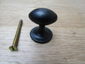 Small Oval with Base Cupboard Knob Black Antique 30mm.