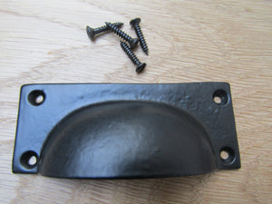 Small Plain Rectangular Cabinet Handle black antique.