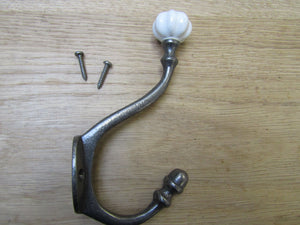 Pack Of 5 Pumpkin Ceramic Coat Hooks Small Antique Iron.