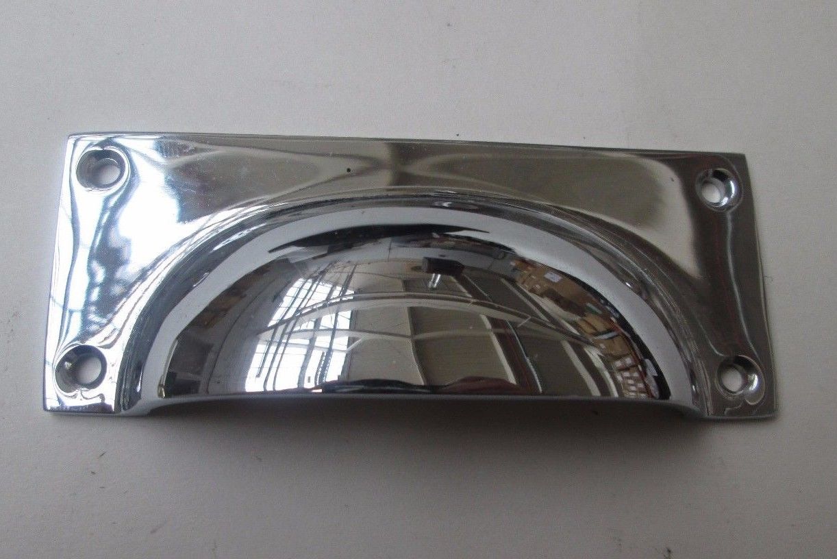 Small Rectangular Cup Handle Polished Chrome.