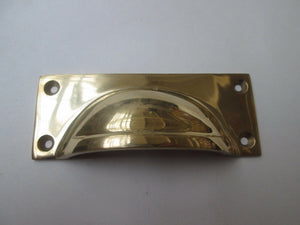 Small Rectangular Lipped Cabinet Pull Handle Polished Brass.