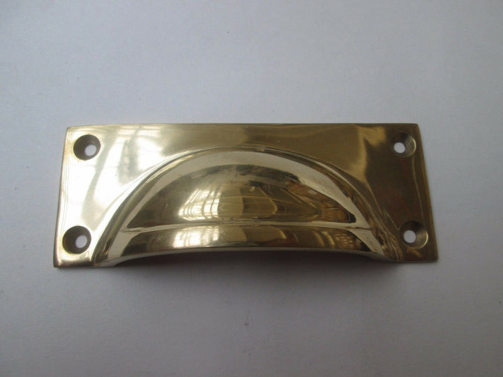 Small Rectangular Lipped Cabinet Pull Handle Polished Brass.