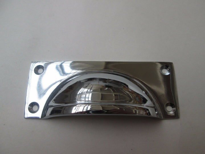 Small Rectangular Lipped Cabinet Pull Handle Polished Chrome.