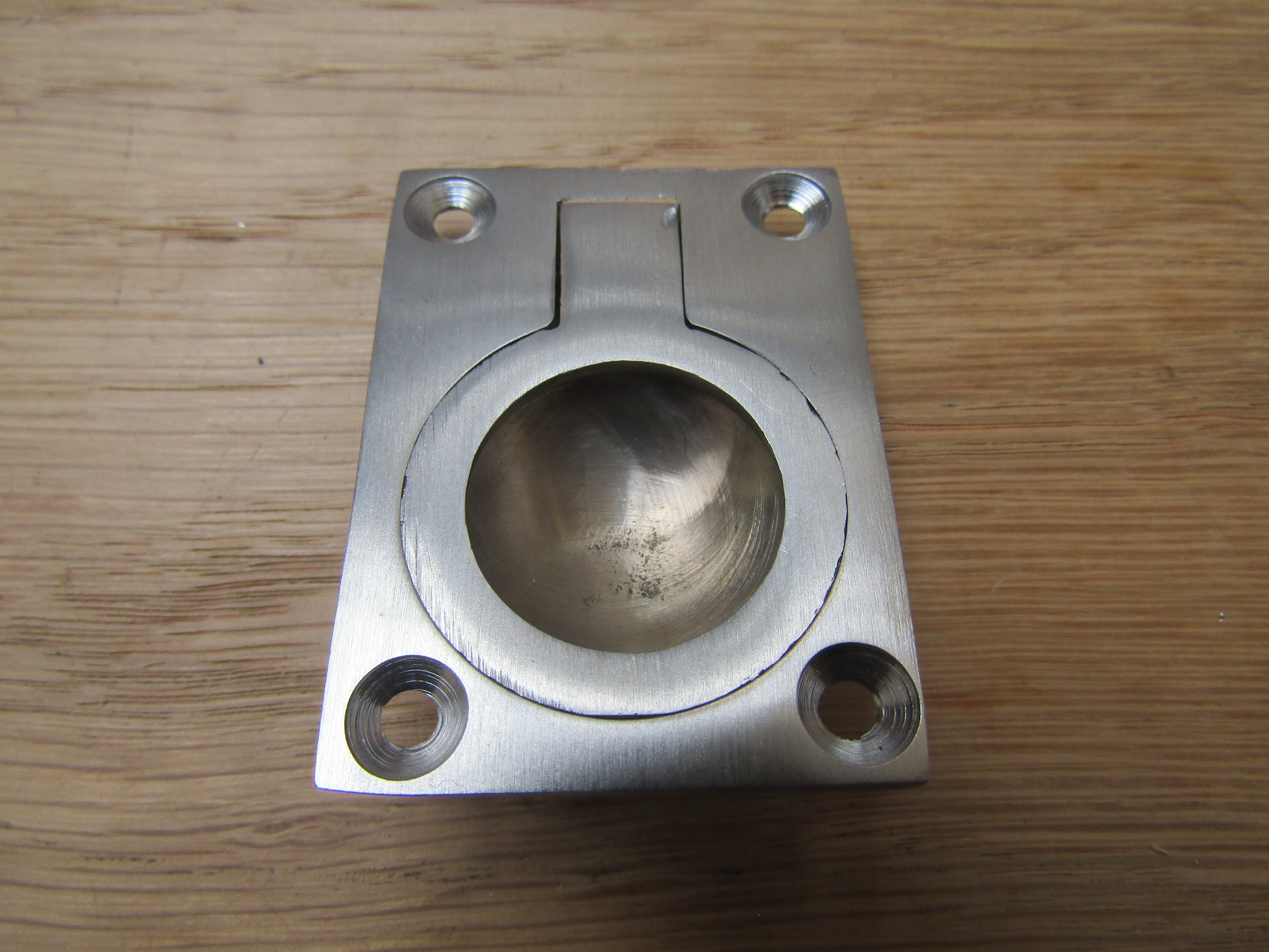 Small Rectangular Ring Pull Satin Chrome.