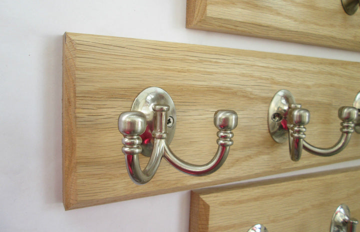 Satin Nickel Double Ball End 10 Hook Coat Rail 108cm.