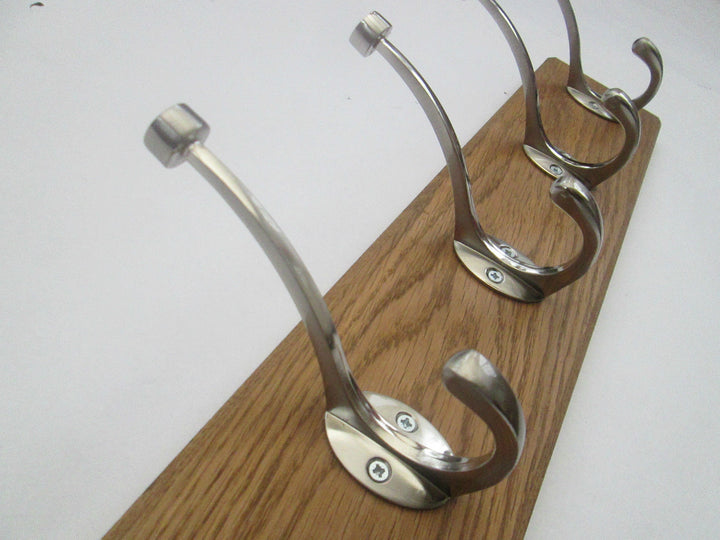 Satin Chrome Flat Tip 9 Hook Coat Rail 98cm.