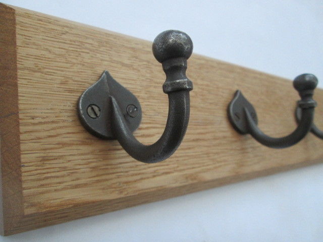 Antique Iron Spear Ball Tip 9 Hook Coat Rail 98cm.