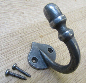 Spear back Acorn Tip Robe hook Antique Iron.