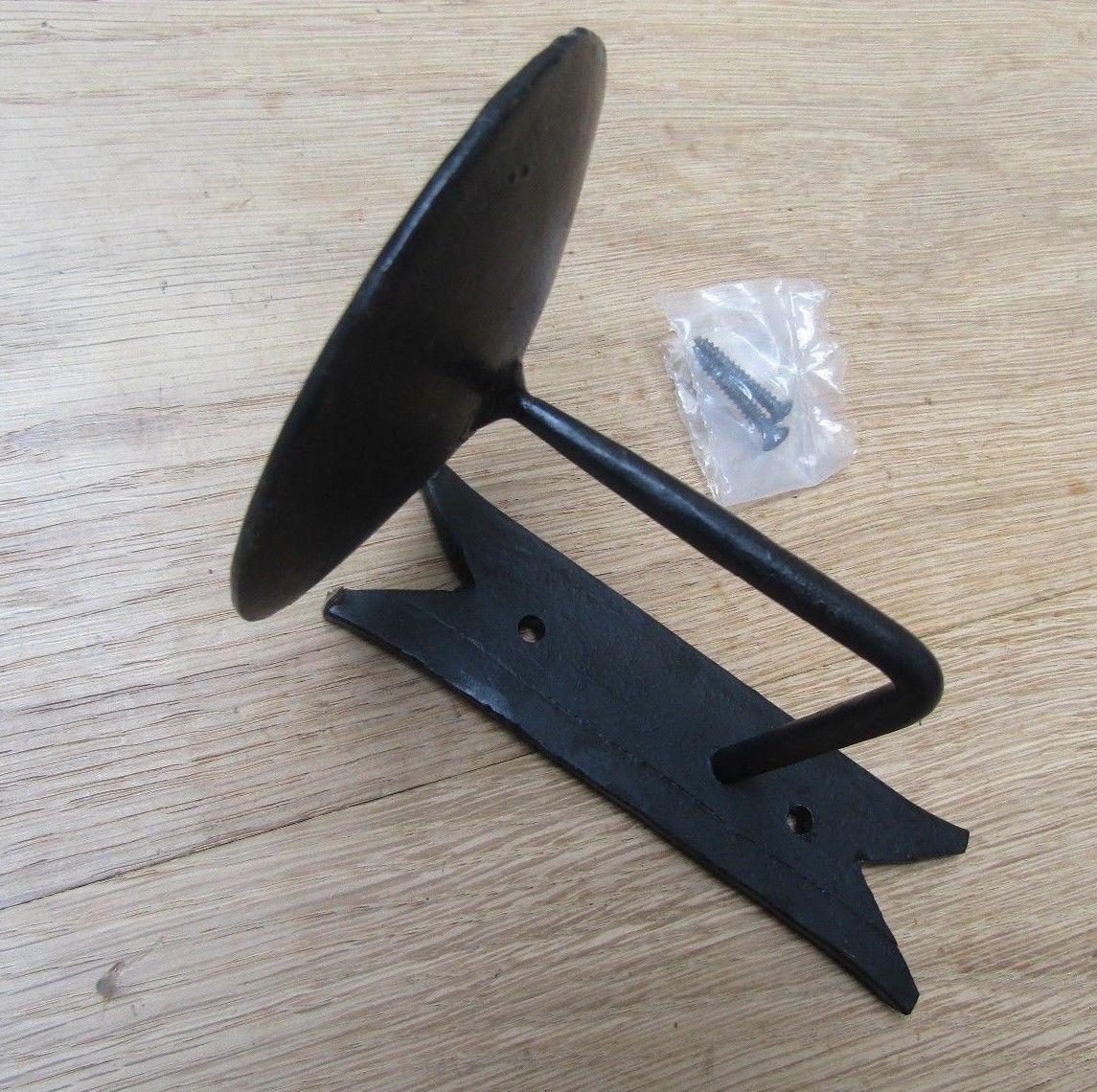 Hand forged Candle Holder black Wax Spike In Fancy Backplate.