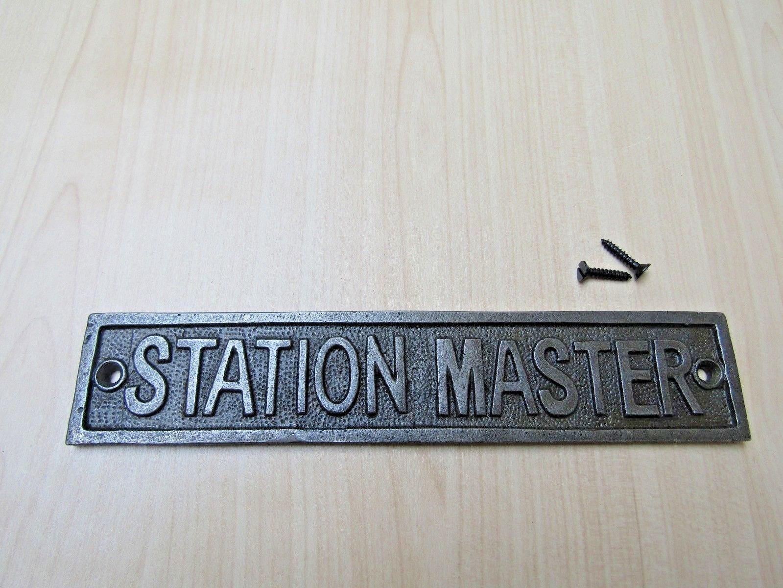 Cast Iron Station Master Plaque.