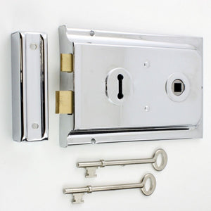Steel 6inch Rim lock Polished Chrome.