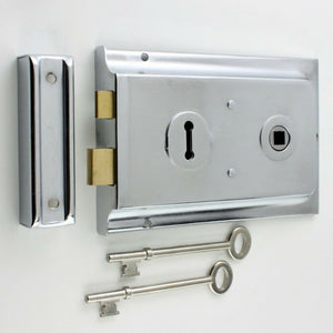 Steel 6inch Rim lock Satin Chrome.