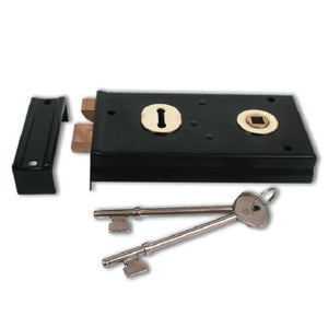 Steel 5inch Rim lock Black.