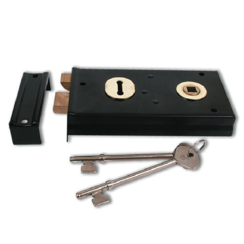Steel 5inch Rim lock Black.