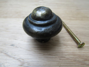 Cast Iron Stepped Cabinet Knob Antique Brass 40mm.