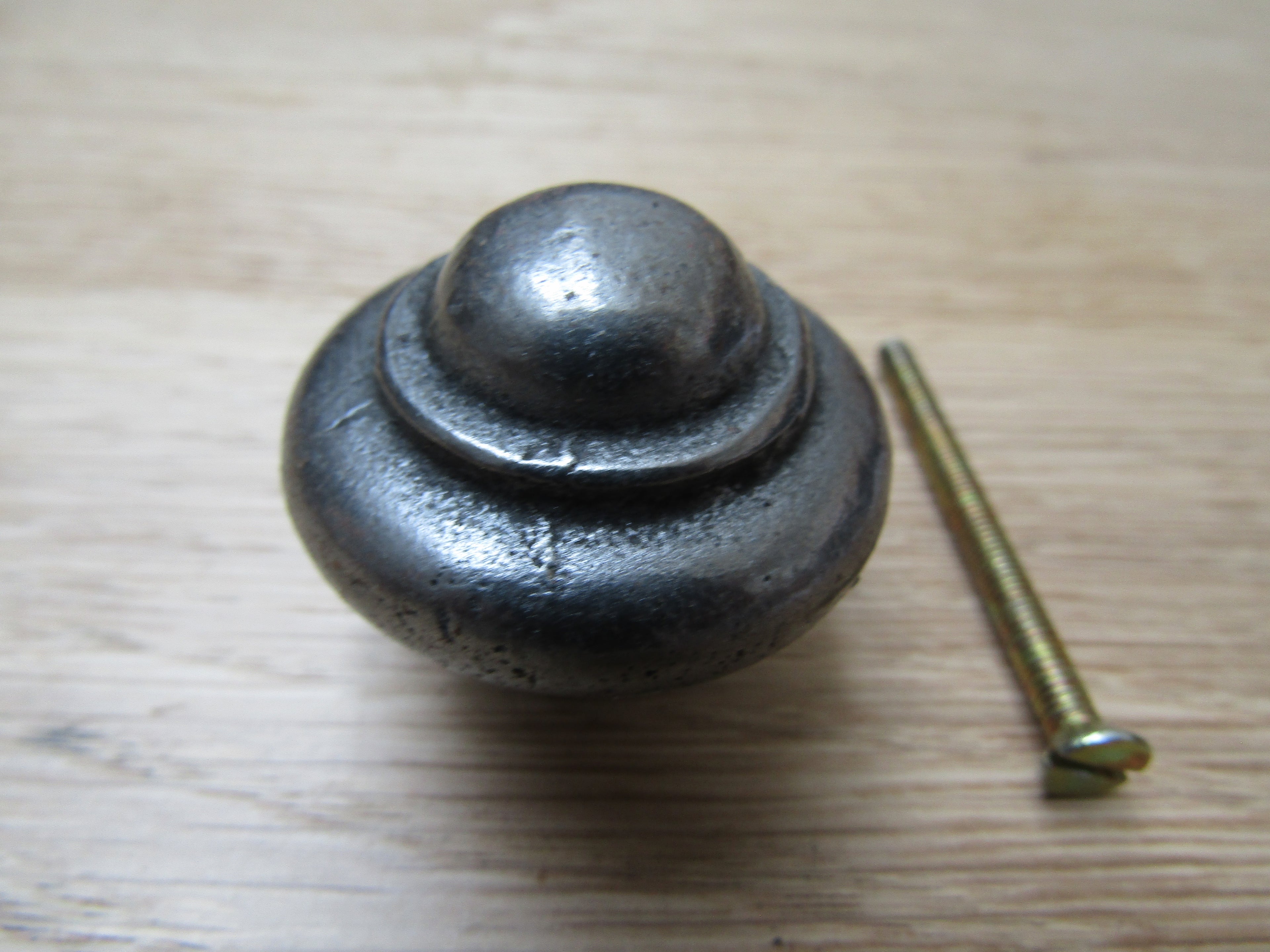 Cast Iron Stepped Cabinet Knob Antique Iron 40mm.