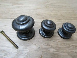 Stepped with Base Cupboard Knob Antique Iron 30mm.