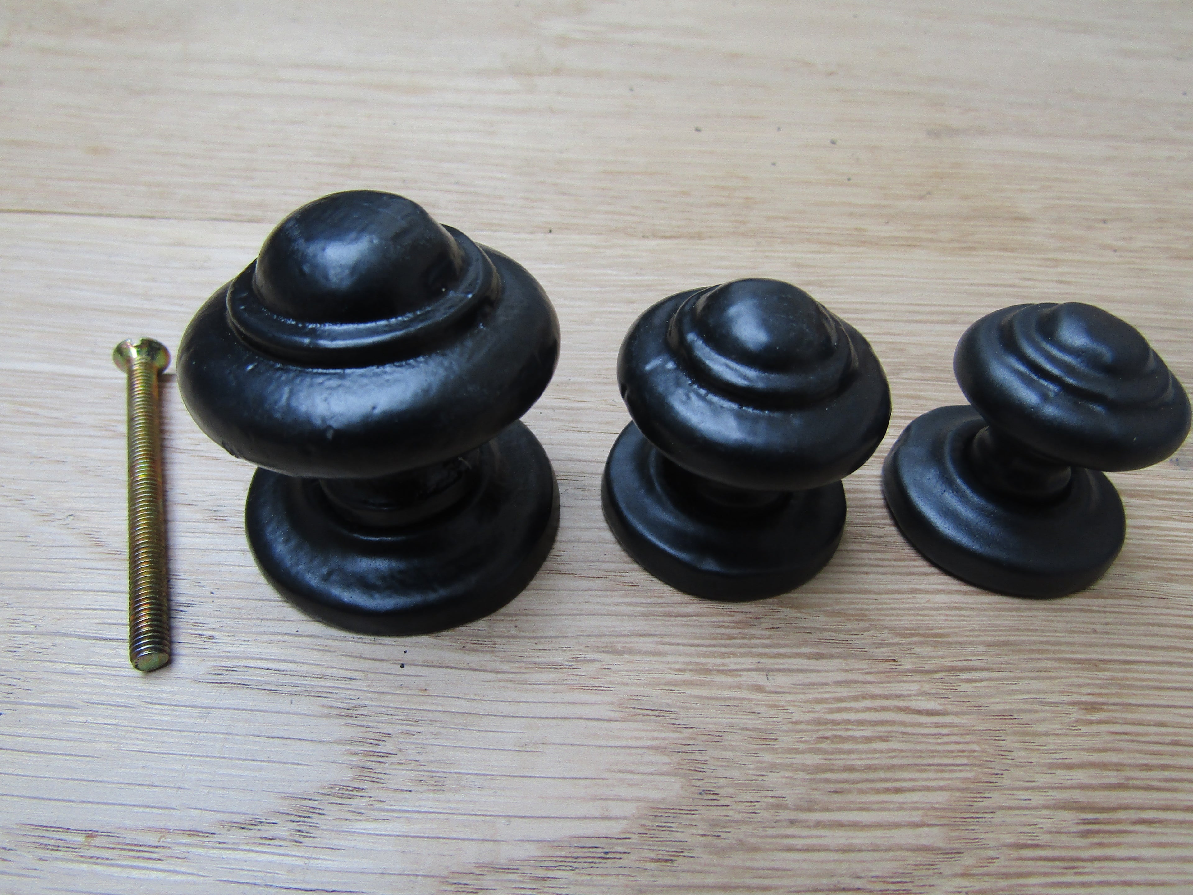 Stepped with Base Cupboard Knob Black Antique 40mm.