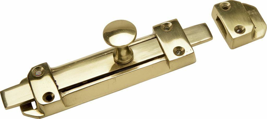 6inch Surface Door Bolt Polished Brass.
