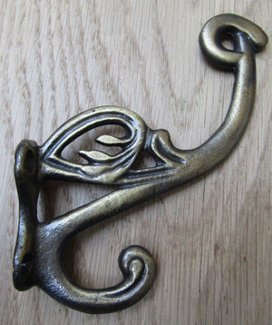 Pack Of 5 Swan P Coat Hooks Antique Brass.