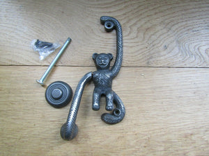 Cast Iron Swinging Monkey Door Knocker Antique Iron.