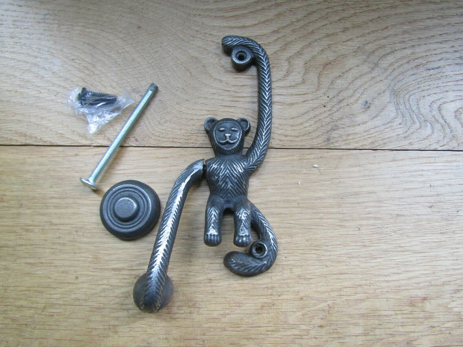 Cast Iron Swinging Monkey Door Knocker Antique Iron.