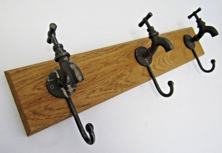 Antique Iron Tap Coat Hook Rail.
