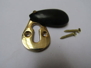 Pear Drop Escutcheon Black & Brass.