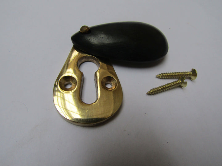 Pear Drop Escutcheon Black & Brass.