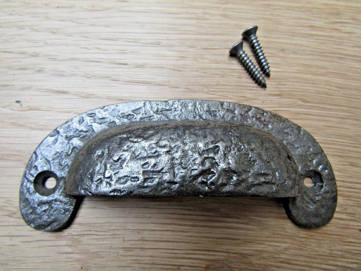 Textured Cabinet Cup Pull Handle Antique Iron.
