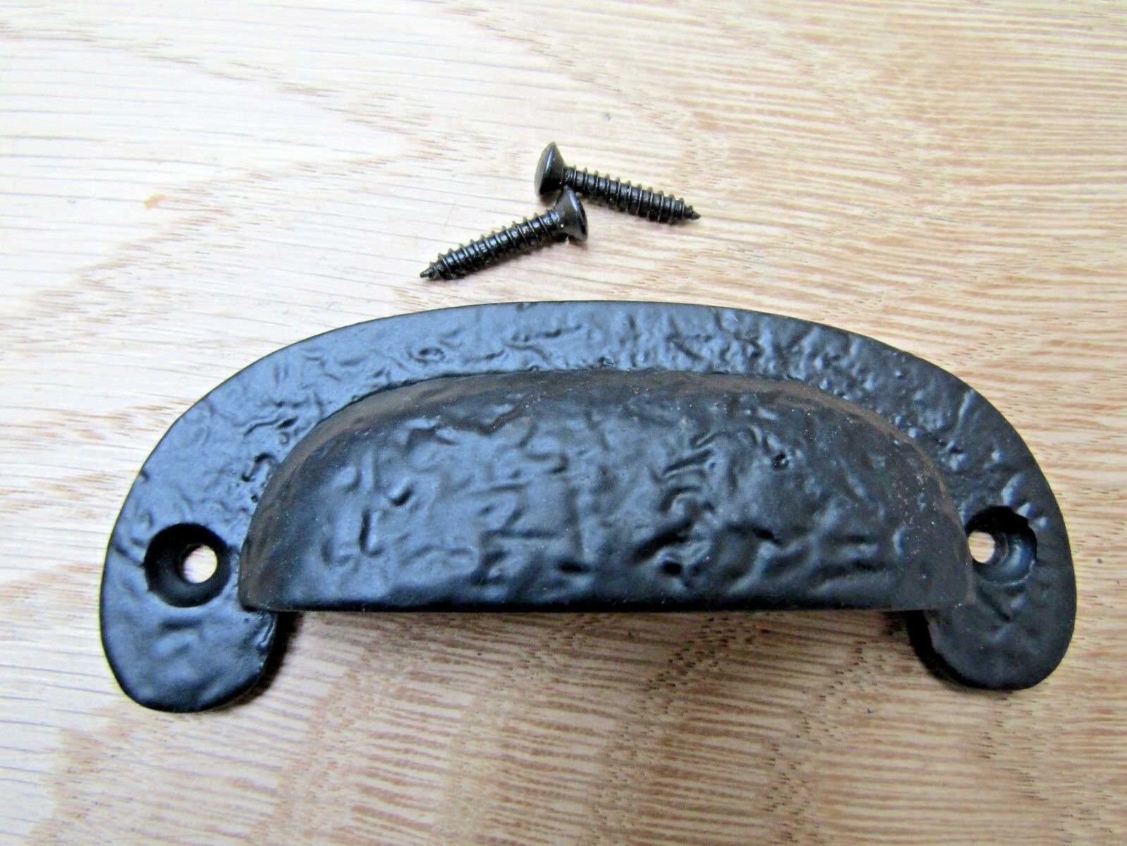 Textured Cabinet Cup Pull Handle Black Antique.