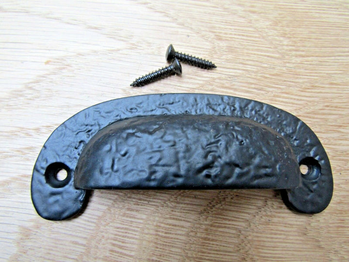 Textured Cabinet Cup Pull Handle Black Antique.