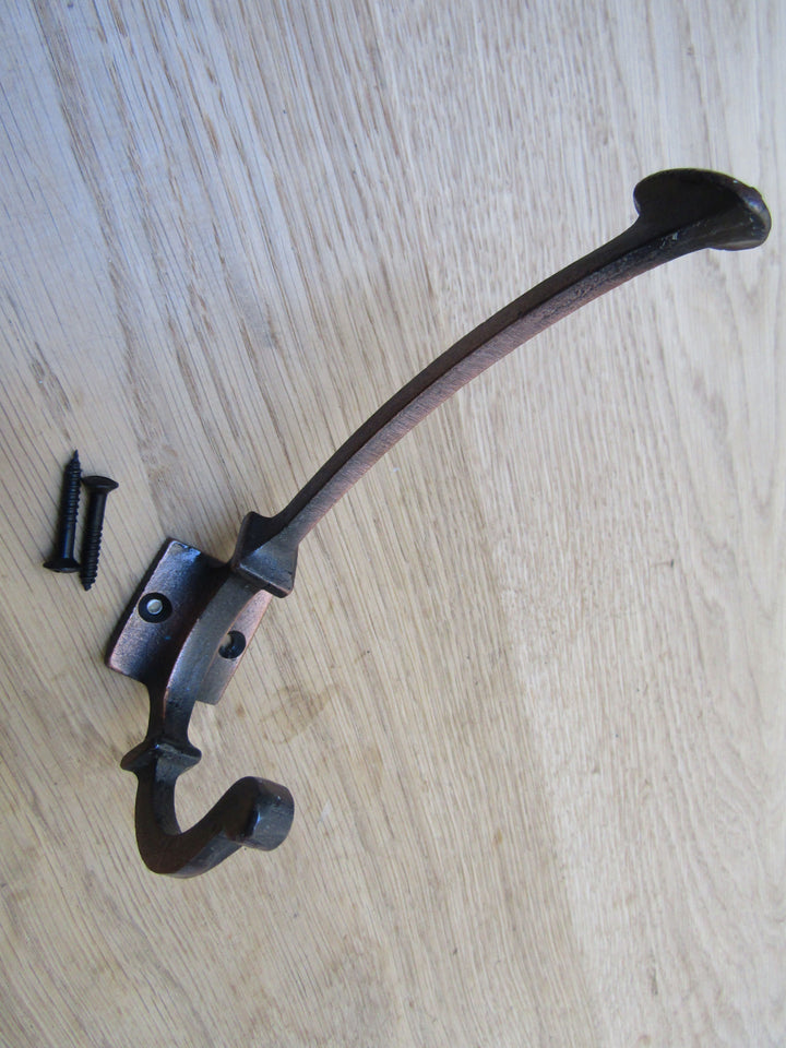 Traditional Spoon End Coat Hook Antique Copper.