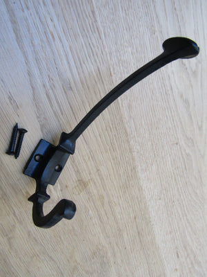 Traditional Spoon End Coat Hook Black Antique.